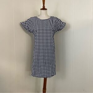 Tabitha Webb Cap Ruffle Sleeve Crew Neck Gingham Checked Shift‎ Dress